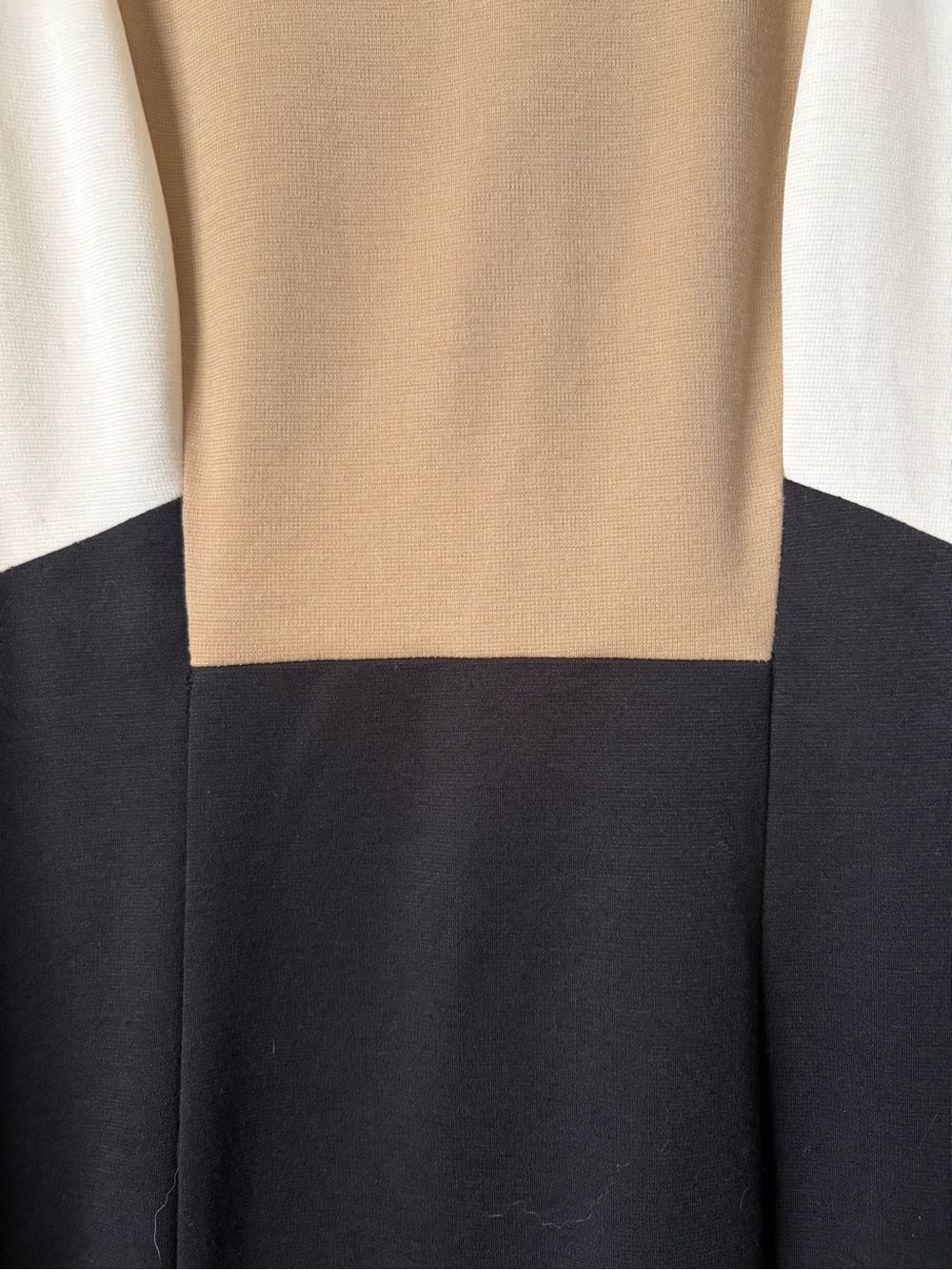 London Times Sleeveless Colorblock Sheath Dress in Black, Cream & Tan - Picture 2 of 7
